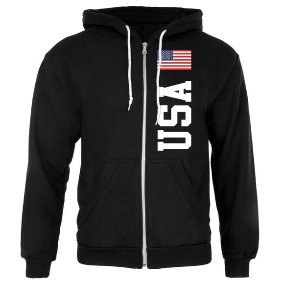 Old Glory Mens 4th Of July America Flag World Cup Full Zip Long Sleeve Graphic Hoodie