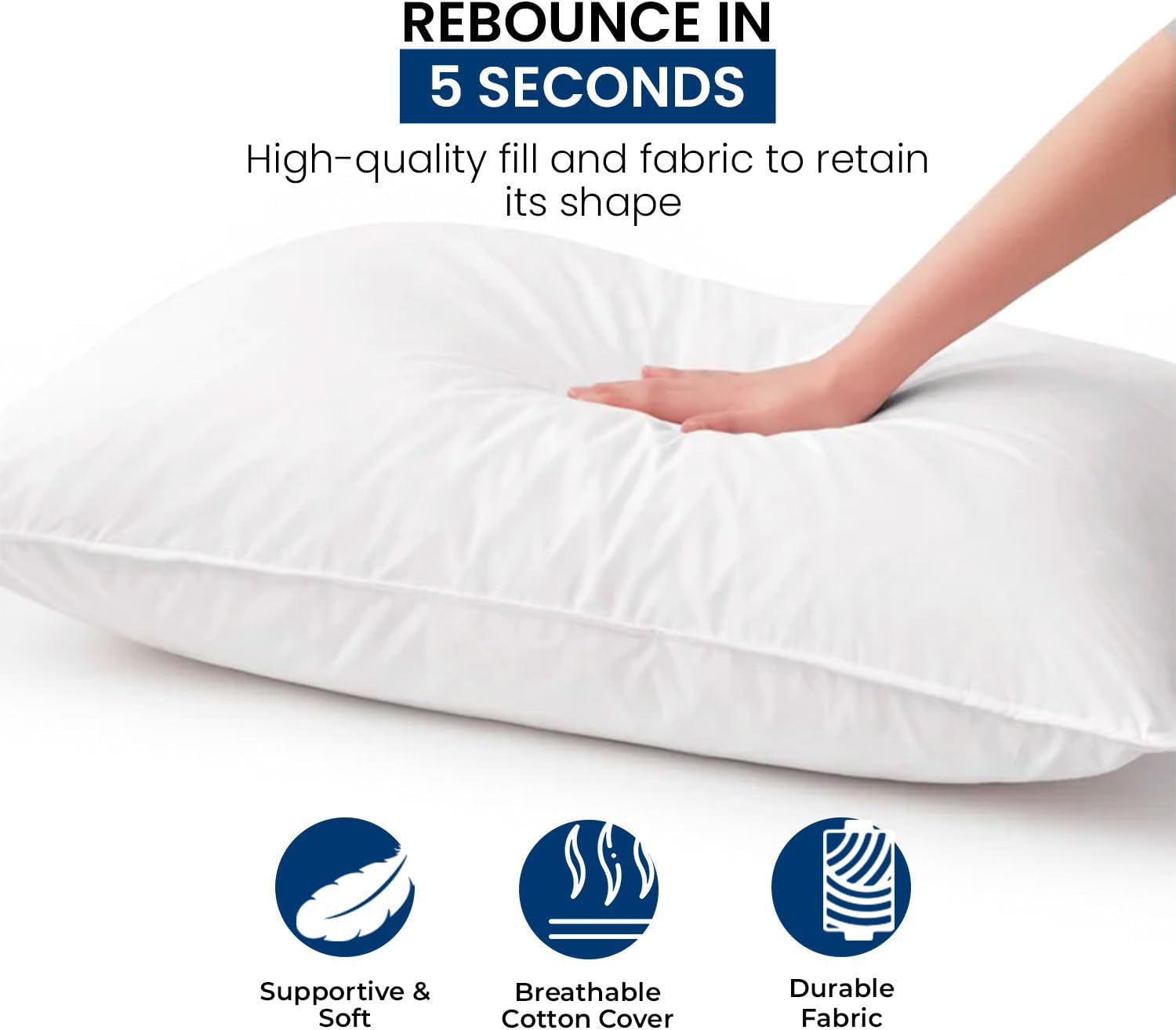 Ryotei Down Alternative Standard Pillows 12 Pack (20x26) – Firm Loft Hotel Quality Bed Pillow – 100% Cotton T-235 Cover – Hypoallergenic, Washable & Long-Lasting Cluster Fiber Pillows in Bulk
