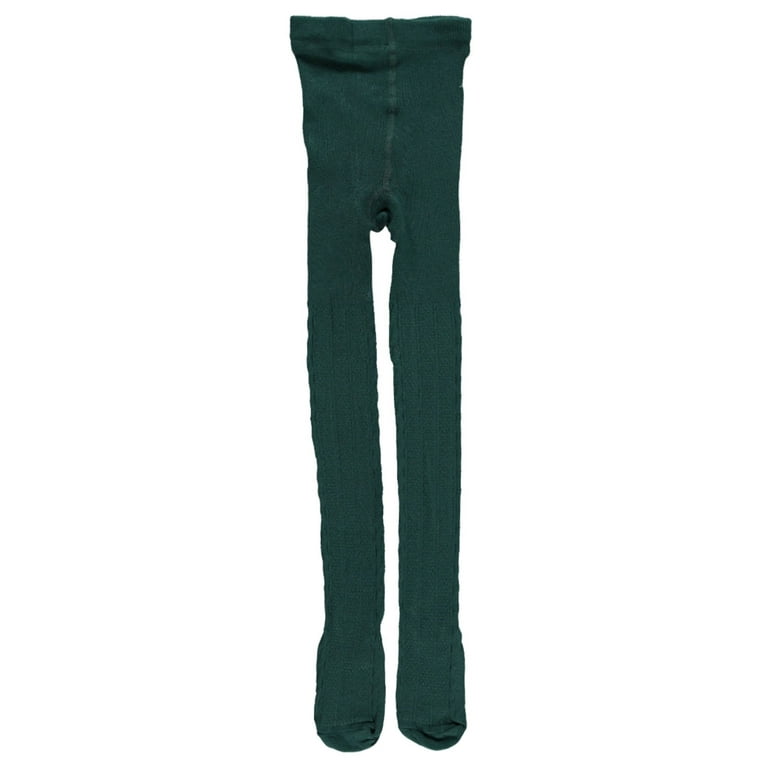 Green cable top knit tights