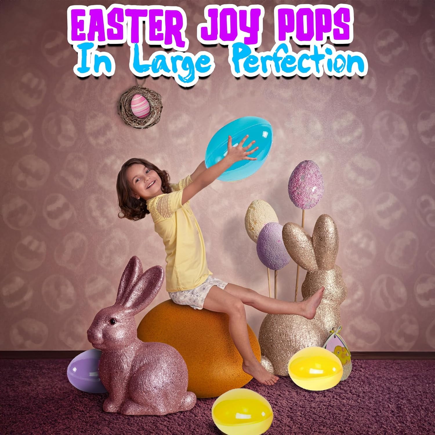Fun Express 12 Pieces Ginormous Easter Egg, Large Easter Eggs, Each fillable plastic egg is 7 inch long - X Large Easter Party Supplies