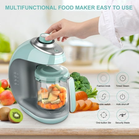 MaxKare Baby Food Maker, Food Processor Blender Grinder Steamer Cooks & Blends Healthy, Self Cleans, Green