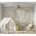 thumbnail image 4 of Abstract Wallpaper Wall Mural - White Leaves on Beige Background, 4 of 5
