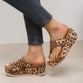 thumbnail image 6 of Lovskoo 2024 Women's Slippers Open Toe with Clip Toeone-Line Platform Toe Wedge Leopard Print Sandals Summer Comfortable Shoe Brown, 6 of 8