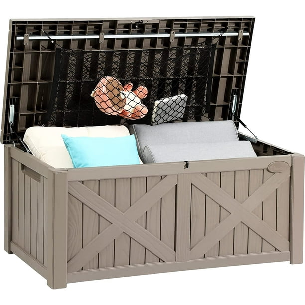 YITAHOME 120 Gallon Large Deck Box, Upgraded Resin Outdoor Storage Boxes, Waterproof Patio