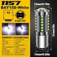 thumbnail image 3 of 2-Pack White 1157 BAY15D COB LED Bulbs for Car Brake Reverse Tail Lights, 3 of 8