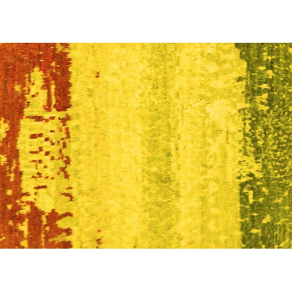 Ahgly Company Indoor Rectangle Abstract Yellow Modern Area Rugs, 4' x 6'