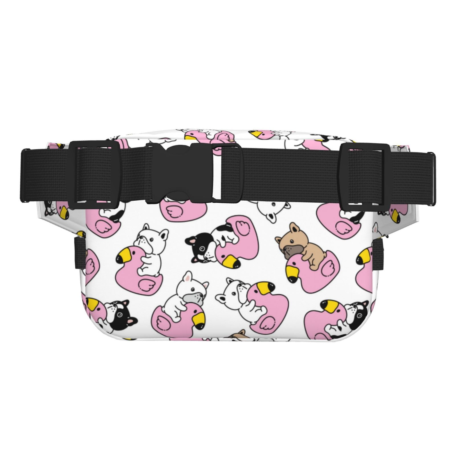 Picia French Bulldog Duck Print Square Double-Layer Waist Bag Mini Adjustable Waist Belt Bag Exercise Running Travel Hiking