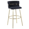 thumbnail image 2 of Glam Gold Bar Stools Set of 2 with Black Velvet Upholstery and Swivel Seat, 2 of 5