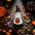 thumbnail image 4 of Hotyverty Cute Witch Hat Ghost Holding Pumpkin Resin Figurine, Spooky Tabletop Decor for Mantel Shelf Tiered Tray Halloween Party, Unique Halloween Gift for Fall Home Decor Collector & Gothic Lovers, 4 of 5