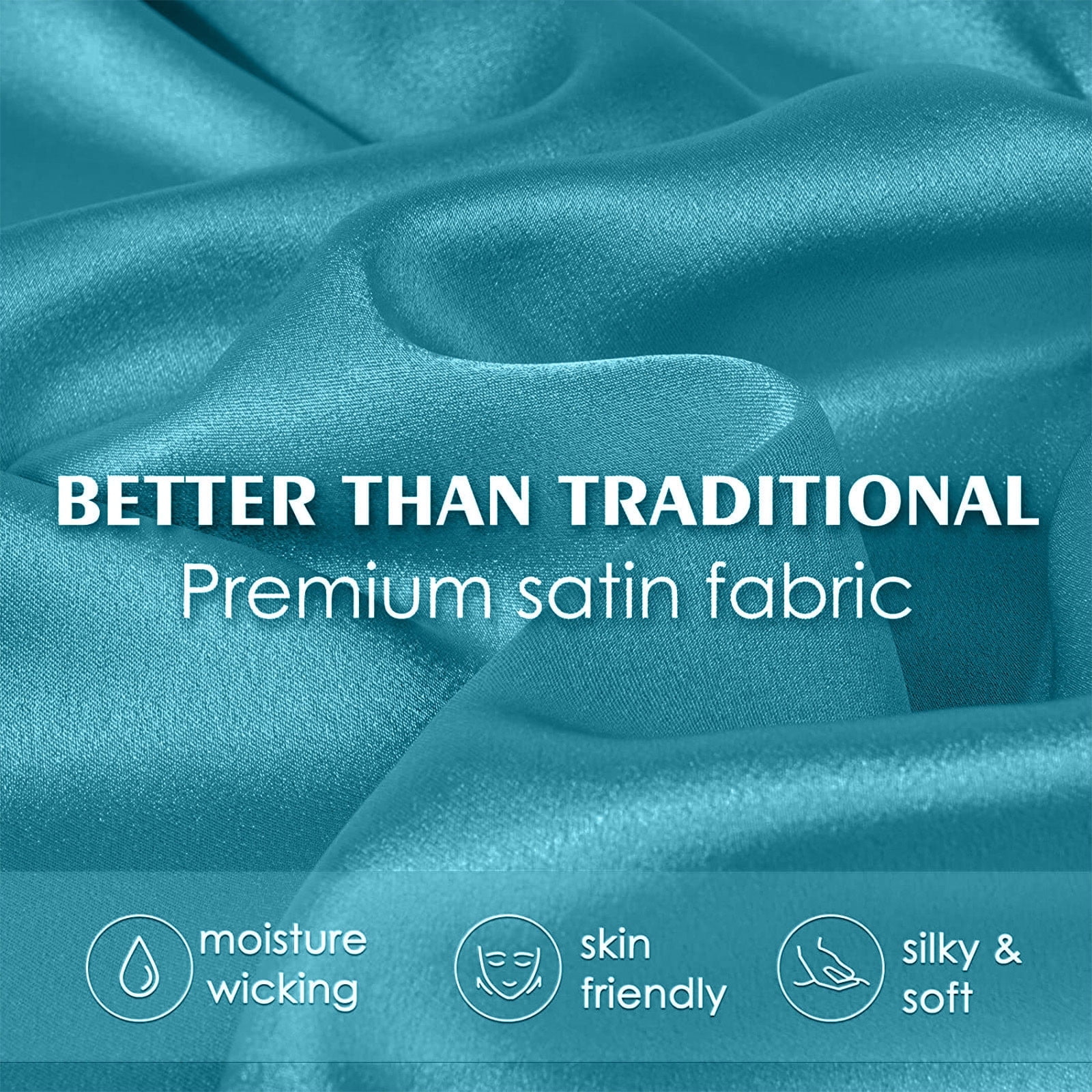 JilgTeok 3 Pcs Satin Silk Pillowcase Hair and Skin Friendly Standard Size 51x137cm with Hidden Zipper Soft Breathable Cool Pillow Covers for Sleeping