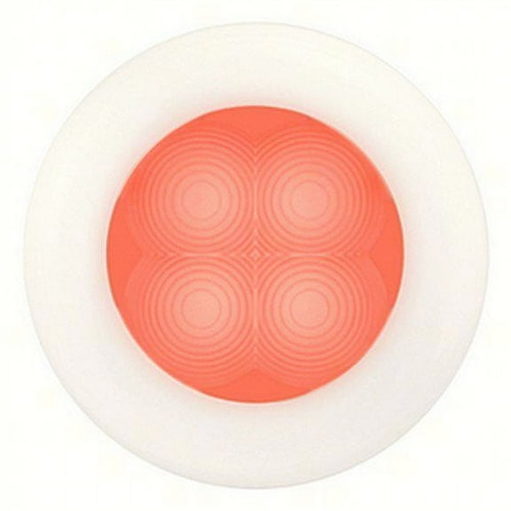 New Slim Line Round Led Courtesy Lamp hella 980507341 3" White Bezel Red LED Flush or Surface