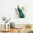 thumbnail image 2 of Creowell Peacock Wall Art Watercolor Peacock Pictures Wall Decor Aesthetic Peacock Canvas Prints Framed Modern Painting Artwork Home Office Decorations For Kitchen Bedroom Living Room Framed 16x20 In, 2 of 3