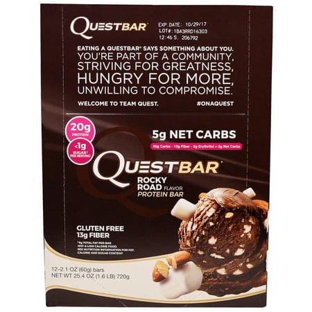 Quest Nutrition, QuestBar, Protein Bar, Rocky Road, 12 Bars, 2.1 oz (60 g) Each(pack of (Best Rocky Road Bars)