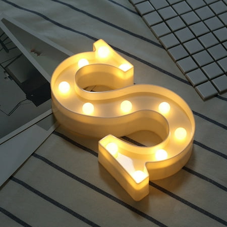 

MENRKOO Home Decorations Alphabet Led Letter Lights Light Up White Plastic Letters Standing Hanging S White