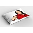 thumbnail image 2 of Ambesonne Girl Power Pillow Sham 2 Pack, Woman Pointing Finger, 26"x20", Brown Beige Vermilion, 2 of 3