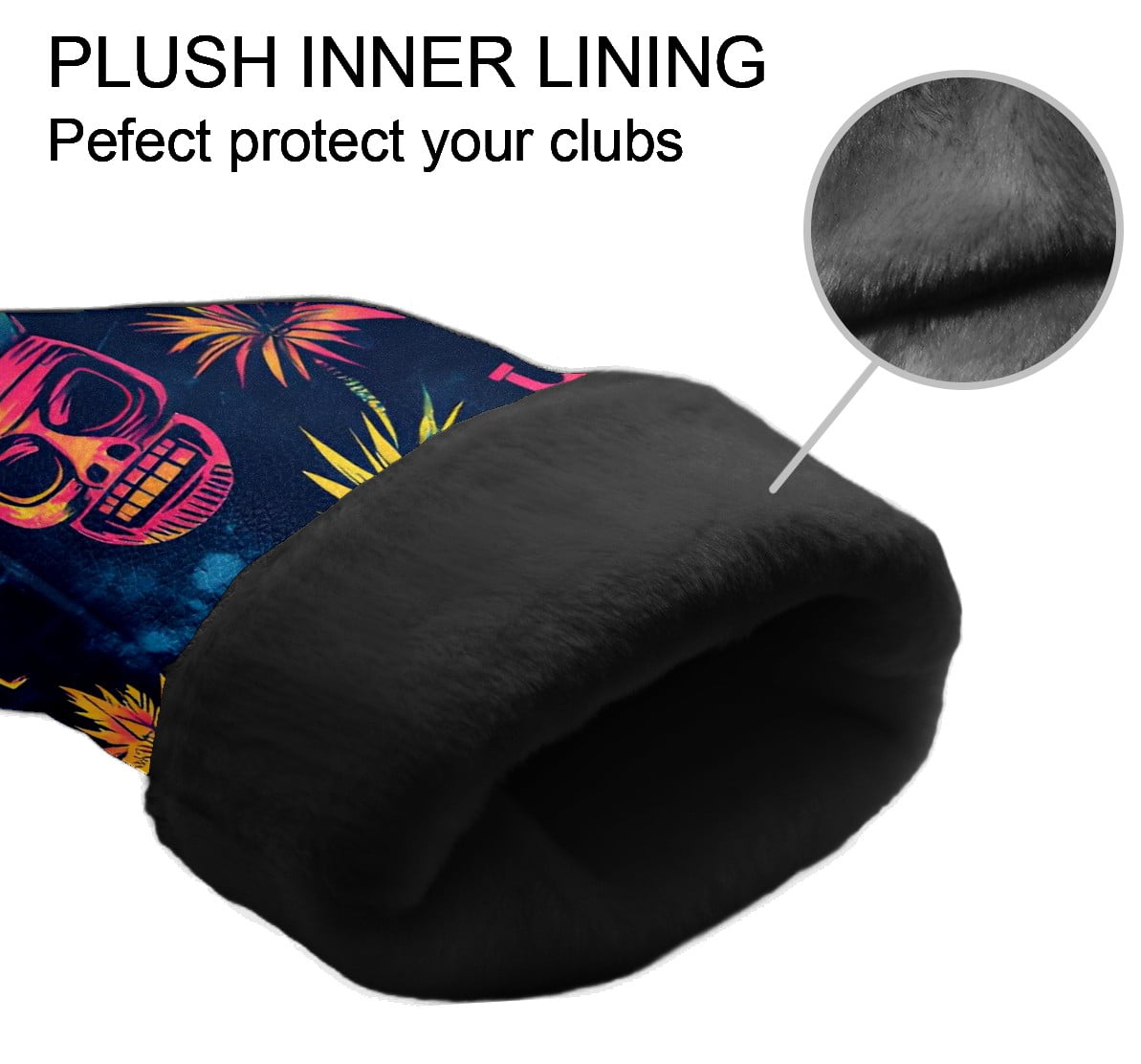 Golf Club Covers, Multicolor Tiki Skulls Premium PU Leather Driver Hybrid Putter Head Covers with Velvet Lining, Waterproof Golf Gifts for Men Women