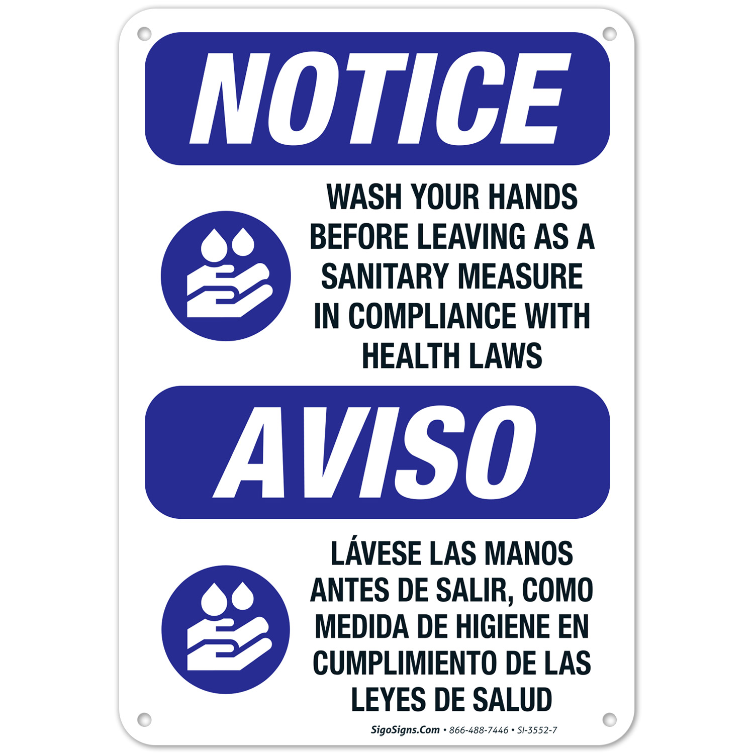 Wash Your Hands Before Leaving As A Sanitary Measure Bilingual Sign ...