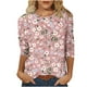 thumbnail image 1 of Blusas para Mujeres Casual 3/4 Manga Cuello Redondo Impreso Suelto, Top para Primavera Verano Diario Y Otoño, 1 of 5