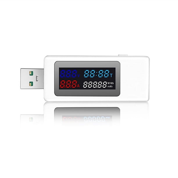 Probador USB 6 en 1 DC4-30V Pantalla IPS Medidor de Capacidad de SincronizacióN de Potencia de Voltaje Digital Detector para Corriente, Voltaje, Blanco