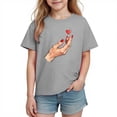 thumbnail image 3 of Piuwrlz Short Shirts Sleeve Kids Girls Graphic T-Shirts Cotton Pullover Gray Size 4 Years, 3 of 10