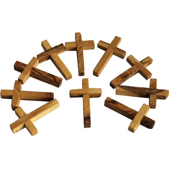 TEN 50x30 mm olive wood rosary cross (2x1.2") (10 olive wood Crosses as shown)
