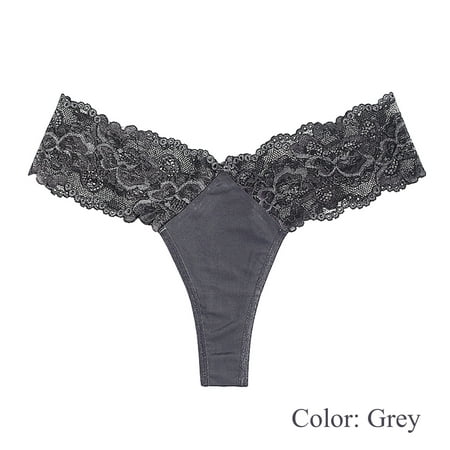 

Qazqa Lace Underwear For Womens Cotton Bikini Panties Soft Hipster Panty Ladies Stretch Briefs Dark Gray L