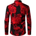 thumbnail image 2 of Nuevas camisas para hombre, manga larga, estampado de flores en 3D, solapa con botones, ropa de verano para hombre, camisetas de moda para fiesta de graduación, cumpleaños y novio, 2 of 4