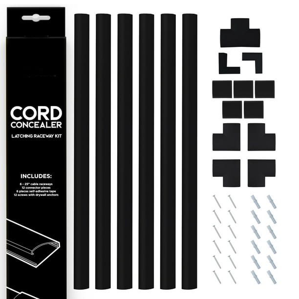 12' Cable Cover Management Raceway Kit by Edison Supply (Black