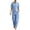 Light Blue, variant on Women's Relaxed Fit Two-Piece Set, Mandarin Collar Short Sleeve Top with Matching Wide Leg Pants, Breathable Casual Outfit for Summer