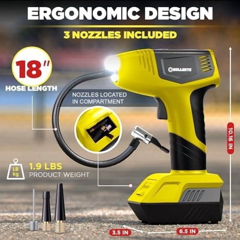 Gonfiatore Digitale Per Pneumatici OLKIEQZ Bullseye Pro, 150 PSI Max, Display LED, Spegnimento Automatico, Ricaricabile, Con Custodia, In KPA, PSI, BAR, Kg/cm²