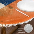 thumbnail image 4 of Abstract Graffiti Round Fitted Table Cover Vintage Orange Blue Dot round Shape Waterproof Table Cloth with Elastic Edge Wipeable Tablecloth for Picnic Camping Party Fits 45"-54" Diameter, 4 of 8