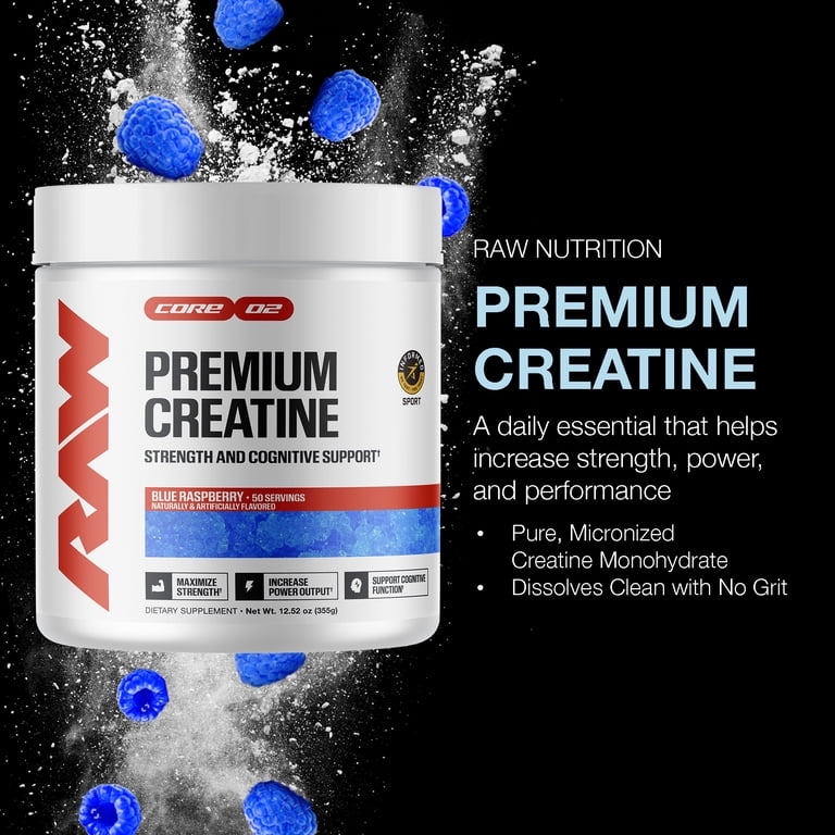 Raw Nutrition Essentials Creatine Monohydrate, Blue Raspberry, 50 Servings - Walmart.com Raw Nutrition Essentials Creatine Monohydrate, Blue Raspberry, 50 Servings - Walmart.com