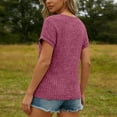 thumbnail image 6 of Women's Loose Fit Short Sleeve T-Shirt with Pique Knit and Brushed Lace Panel Detail, 6 of 8