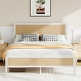thumbnail image 7 of 4 EVER WINNER Queen Size Bed Frame, Rattan Bed Frame with Natural Rattan Headboard and Footboard, No Box Spring Needed, White, 7 of 7