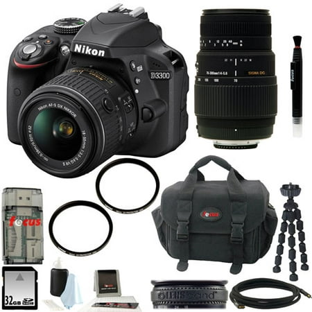 Nikon D3300 DSLR Camera with 18-55mm & 55-300mm Lenses and Accessory Kit