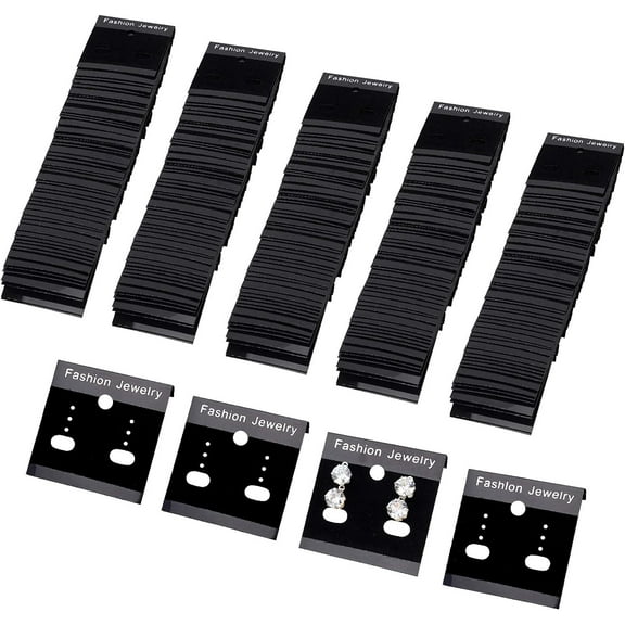 Plastic Earring Display Card Jewelry Display Cards Kit Rectangle Earring Card Hanging Cars Holder for Jewelry Accessory Display-Black 50pc