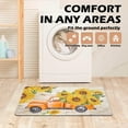 thumbnail image 5 of Sunflower Kitchen Rug Set of 2 Anti Fatigue Cushioned Yellow Floral Farmhouse Vintage Kitchen Floor Mats Heavy Duty Non Slip Waterproof Comfort Standing PVC Ergonomic Runner Kitchen Rugs, 5 of 6