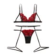 thumbnail image 1 of TJAZFJPA Lingerie de Mariage pour Femme Ensemble Lingerie Aguichant Dentelle Soutiens-Gorge Strings Culotte Transparente sous-Vêtements Rouges Ensemble Lingerie Aguichant Porte-Jarretelles Ensemble Lingerie, 1 of 6