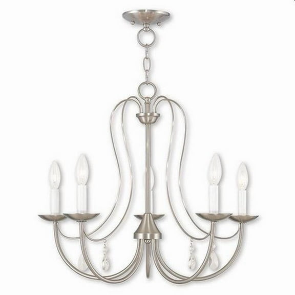 Traditional Farmhouse Five Light Chandelier-Brushed Nickel Finish Bailey Street Home 218-Bel-2255846