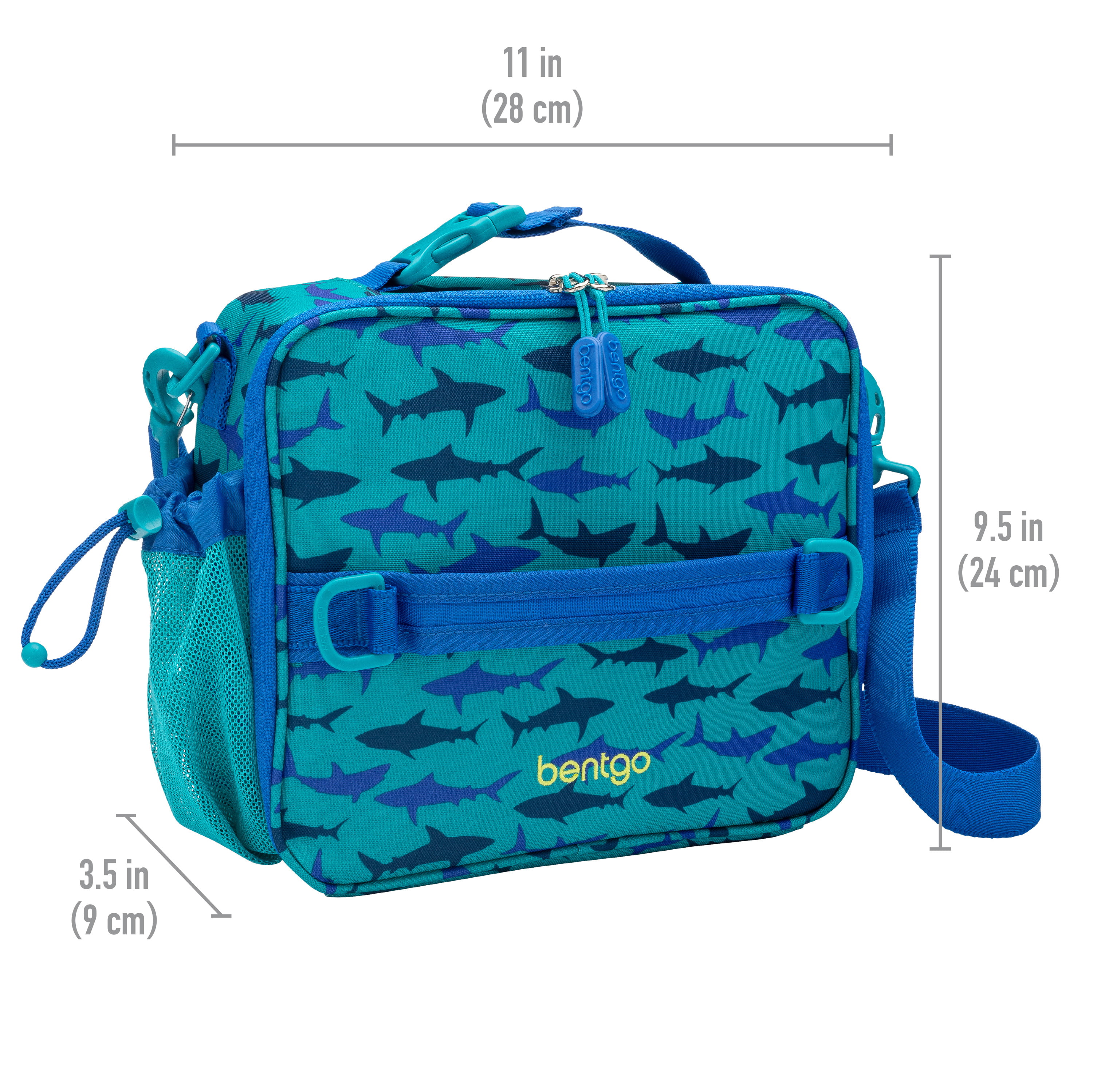 Bentgo Kids Prints Lunch Bag - Double Insulated, Durable, Water-Resistant  Fabric with Interior and Exterior Zippered Pockets and External Bottle  Holder- For Children 3+ (Shark) 