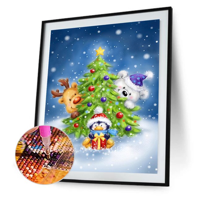 Cuadros Decorativos Kit de diamantes de imitación de taladro redondo completo de animales de Navidad de pintura de diamantes (LD656) Sywqhk Nuevos Originales