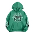 thumbnail image 2 of Spider Web Graphic Zip Up Hoodie Oversized Sweatshirt For Men Women Vintage Y2K Streetwear Long Sleeve Drawstring Casual Jacket Halloween Tops Green S, 2 of 4