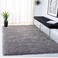 thumbnail image 2 of Safavieh Venice Shag Collection SG256S Handmade Glam 3-inch Extra Thick Area Rug, 4' x 4' Square, Silver, 2 of 4