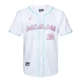 thumbnail image 3 of Stake F1 Kick Sauber Men's Special Edition Miami GP Flamingo White Baseball Jersey - Bottas/Zhou, 3 of 15