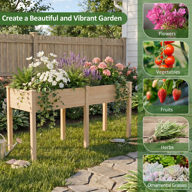 Liferecord Elevated Wooden Raised Garden Bed, 72x23x30 in photo 7