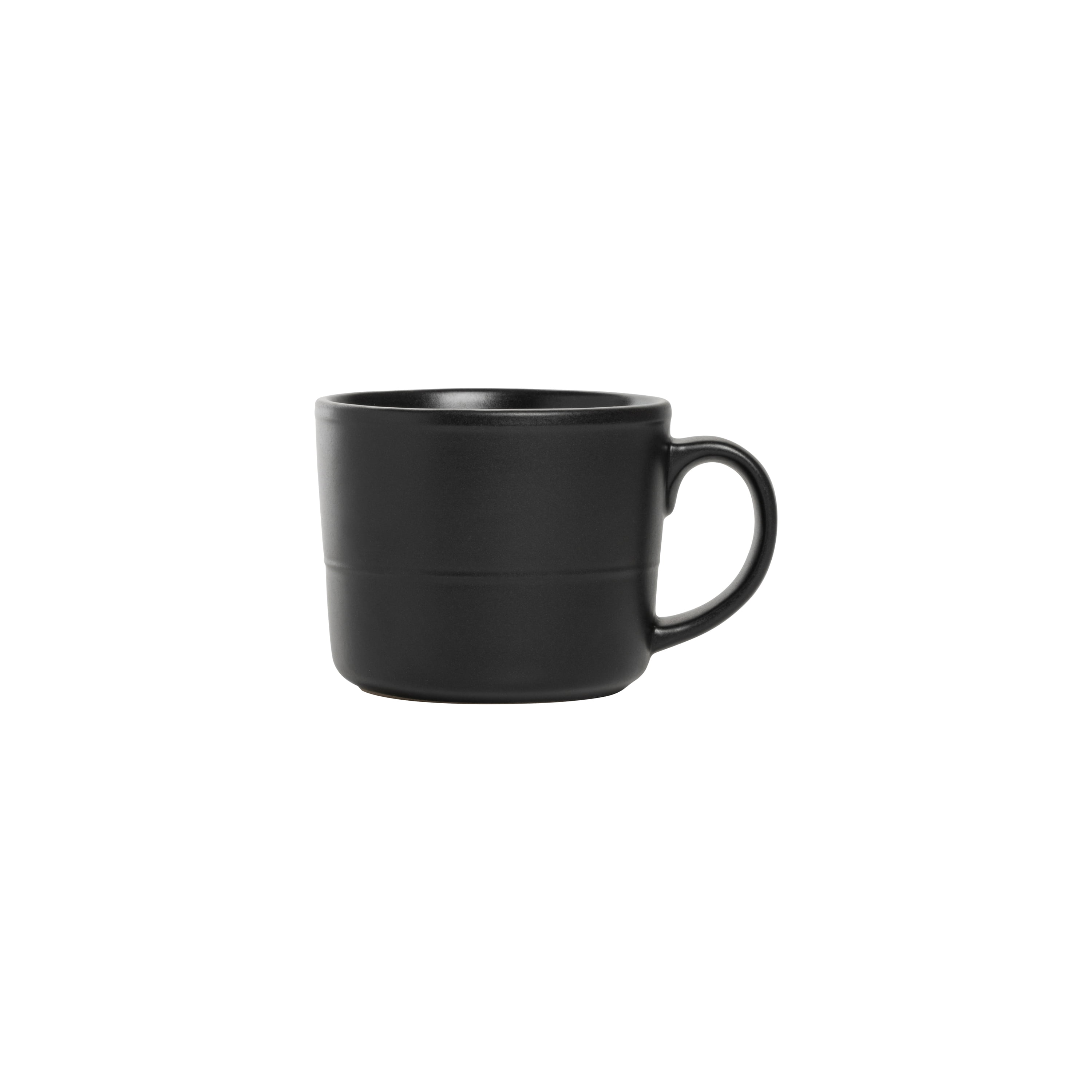 10 Strawberry Street Double Line 3.75"/12 fl oz Stoneware Mug, Set of 6, Matte Black