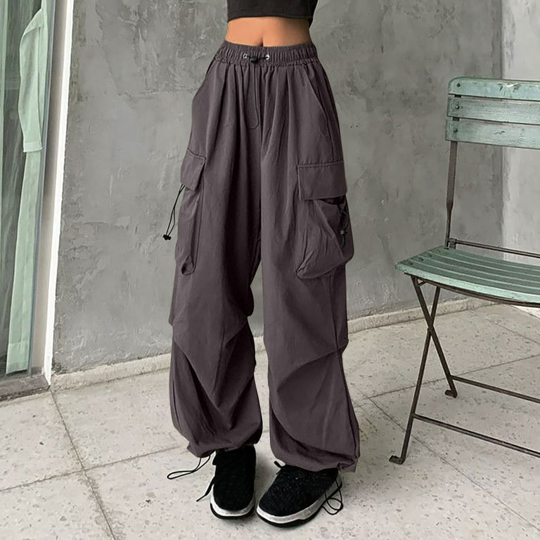 Hfyihgf Parachute Pants for Women Y2K Baggy Cargo Pants