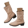 thumbnail image 3 of WEAIXIMIUNG Bottes Chaussettes Femme Mode Automne et Hiver Bottes Mi-Mollet en Daim Confortables et Élégantes, 3 of 6