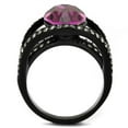 thumbnail image 3 of IP Black(Ion Plating) Stainless Steel Ring with Top Grade Crystal in Amethyst for Women Amethyst Stone Color Style TK2348 Size 9, 3 of 4
