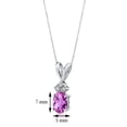 thumbnail image 3 of PEORA Solid 14K White Gold Created Pink Sapphire with Genuine Diamonds Pendant for Women, Dainty Solitaire, Oval Shape, 7x5mm, 1 Carat total, 3 of 5